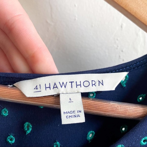 NEW Stitch Fix 41 Hawthorn Navy Blue Embroidered Paloma A Line Fit & Flare Dress - Picture 4 of 7